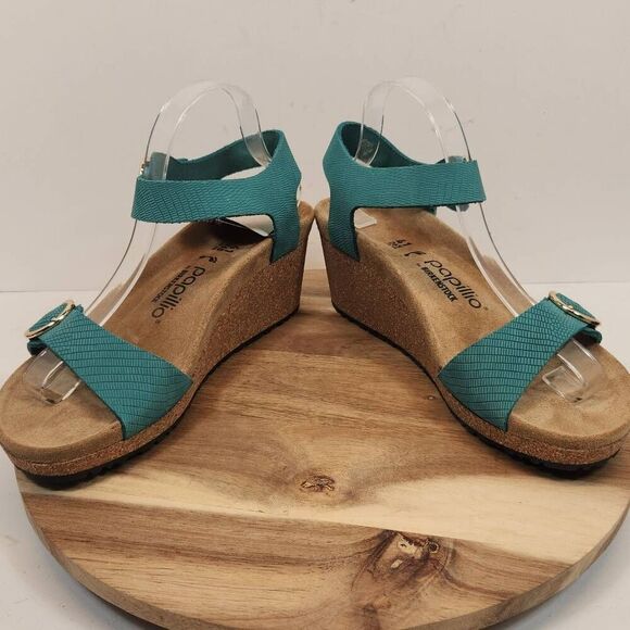 Papillio by Birkenstock Soley Embossed Ankle Strap Wedge Sandals size 10 - 10.5 - Picture 8 of 12